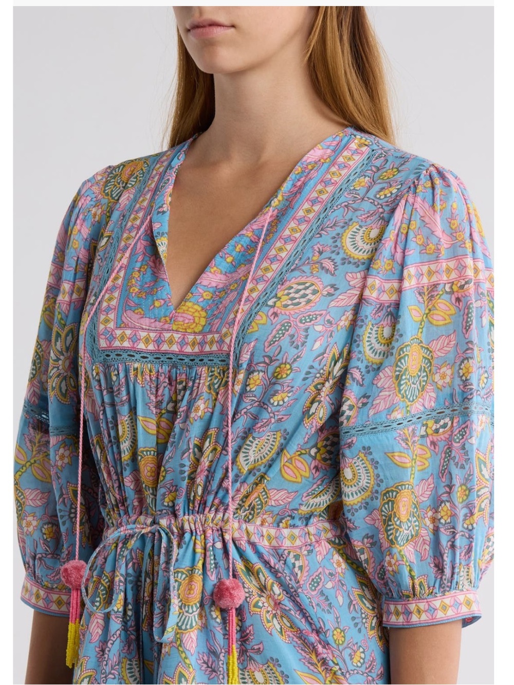NWT Alicia Bell Kate Tiered Cotton and Silk Minidress Print Medium Dress - Picture 4 of 11